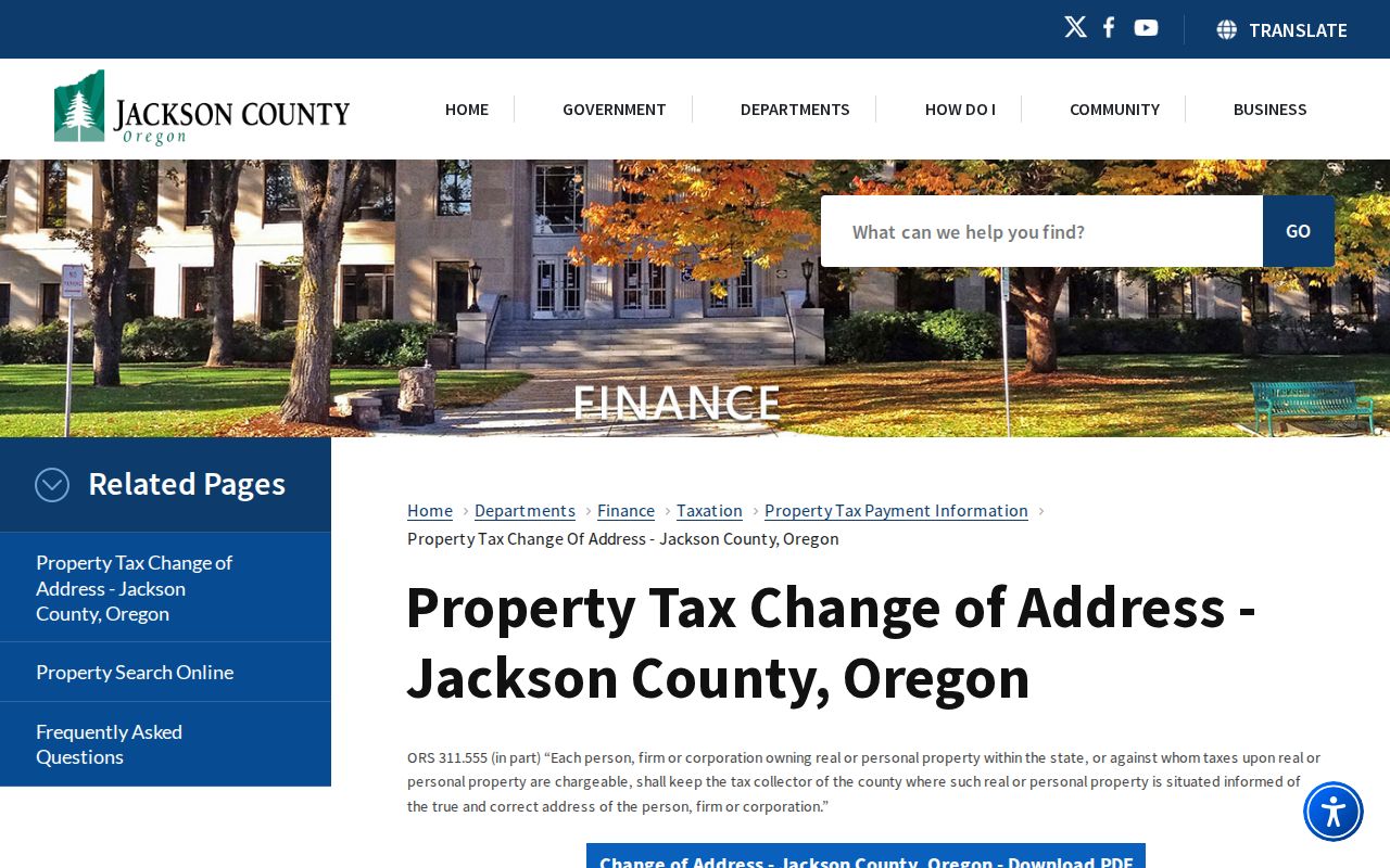 Jackson County street directory tax notice address change form