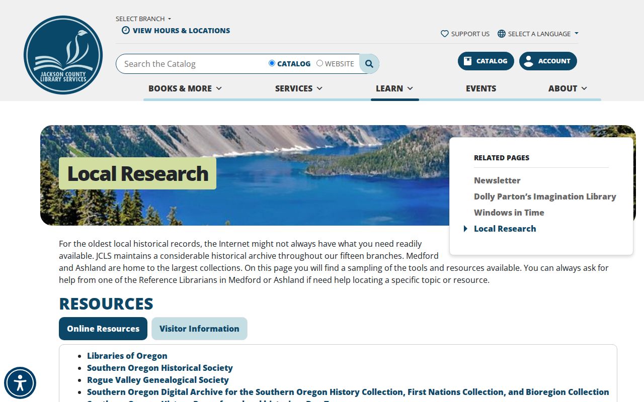 Jackson County city directory research resources on the JCLS local research page